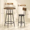 Industriële Bar Tafel Set Met 2 Gevoerde Krukken, Voetsteunen, Metalen Frame, Keukentafel Met Opslag, Rustiek Bruin