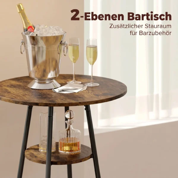 Industriële Bar Tafel Set Met 2 Gevoerde Krukken, Voetsteunen, Metalen Frame, Keukentafel Met Opslag, Rustiek Bruin