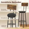 Industriële Bar Tafel Set Met 2 Gevoerde Krukken, Voetsteunen, Metalen Frame, Keukentafel Met Opslag, Rustiek Bruin