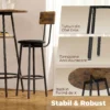 Industriële Bar Tafel Set Met 2 Gevoerde Krukken, Voetsteunen, Metalen Frame, Keukentafel Met Opslag, Rustiek Bruin