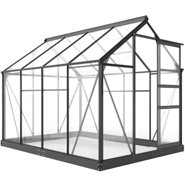 Kas, Broeikas, Met Dakvenster, Schuifdeur, Transparant, Polycarbonaat+Aluminium, 190 X 252 X 201cm