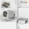 Kattenbak, Kattentoilet Met Deksel, Kattenbakschep, Voorste Ingang En Bovenste Uitgang, Roestvrij Staal Tot 8 Kg