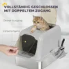 Kattenbak, Kattentoilet Met Deksel, Kattenbakschep, Voorste Ingang En Bovenste Uitgang, Roestvrij Staal Tot 8 Kg