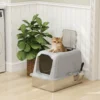 Kattenbak, Kattentoilet Met Deksel, Kattenbakschep, Voorste Ingang En Bovenste Uitgang, Roestvrij Staal Tot 8 Kg