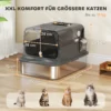 Kattenbak Van Roestvrij Staal Met Deksel XXL 72L Voor Grote Katten En Meerdere Katten Met Dubbele Deuren, Schep, Pedaal, Anti lek