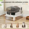 Kattenbak Van Roestvrij Staal Met Deksel XXL 72L Voor Grote Katten En Meerdere Katten Met Dubbele Deuren, Schep, Pedaal, Anti lek