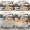 Kattenbak Van Roestvrij Staal Met Deksel XXL 72L Voor Grote Katten En Meerdere Katten Met Dubbele Deuren, Schep, Pedaal, Anti lek
