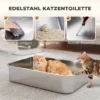 Kattenbak Van Roestvrij Staal Met Deksel XXL 72L Voor Grote Katten En Meerdere Katten Met Dubbele Deuren, Schep, Pedaal, Anti lek
