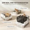 Kattenbak Van Roestvrij Staal Met Deksel XXL 72L Voor Grote Katten En Meerdere Katten Met Dubbele Deuren, Schep, Pedaal, Anti lek