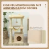 Katzenbaum, Kratzbaum Mit Spielzeug, Sitzstange, Hängematte, 48 X 48 X 90 Cm, Creme