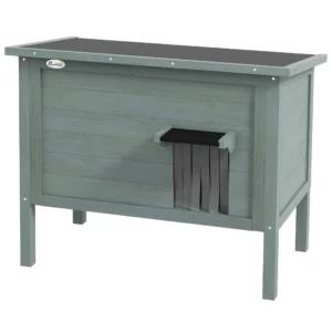 Katzenhaus Outdoor Katzenhaus Katzenhütte, Wetterbeständig, 1 Fenster, 1 Eingang, 85 x 50 X 68,5 Cm, Dunkelgrau+Schwarz