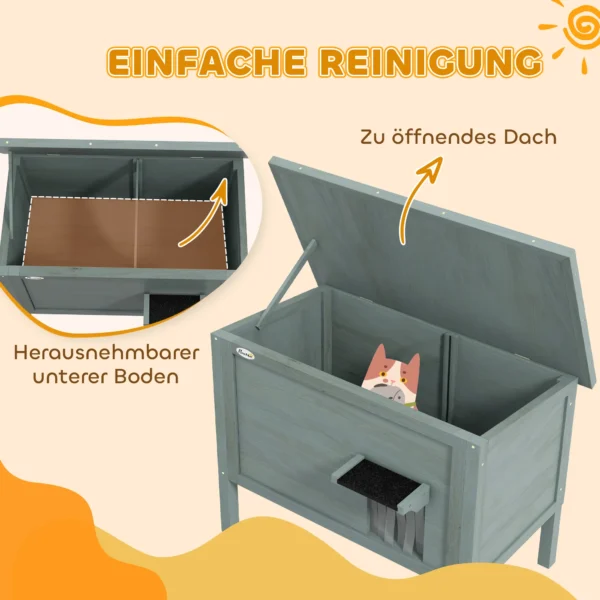 Katzenhaus Outdoor Katzenhaus Katzenhütte, Wetterbeständig, 1 Fenster, 1 Eingang, 85 x 50 X 68,5 Cm, Dunkelgrau+Schwarz