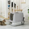 Katzentoilette Edelstahl, Geschlossene Katzentoilette Mit Schaufel, Geruchsbeutel, Einstieg Ausgang