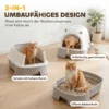 Katzentoilette Edelstahl Mit Abnehmbarem Deckel, Schaufel & Aktivkohlefilter Für Kleine Bis Mittelgroße Katzen, Grau