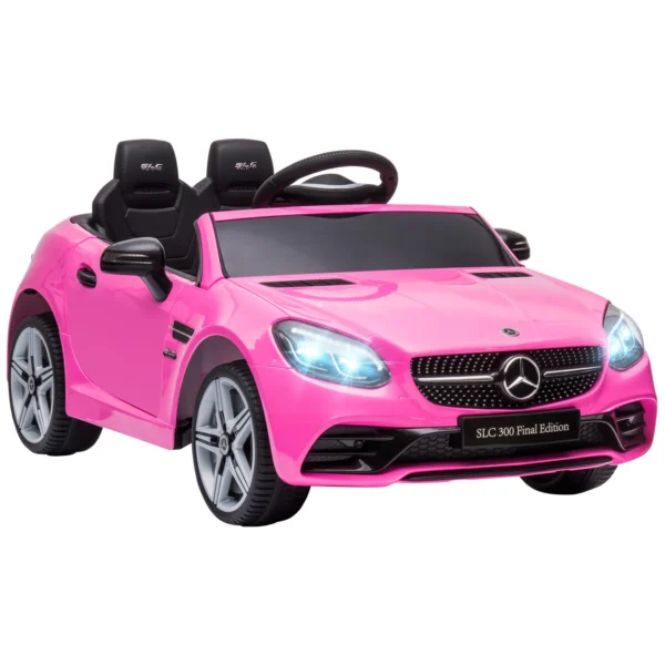 Kinder Elektroauto, Mit LED Scheinwerfern, Sicherheitsgurt, Hupe, Musik, 3 Bis 5 Km/h, Rosa, 107 X 62,5 X 44cm