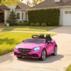 Kinder Elektroauto, Mit LED Scheinwerfern, Sicherheitsgurt, Hupe, Musik, 3 Bis 5 Km/h, Rosa, 107 X 62,5 X 44cm