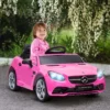 Kinder Elektroauto, Mit LED Scheinwerfern, Sicherheitsgurt, Hupe, Musik, 3 Bis 5 Km/h, Rosa, 107 X 62,5 X 44cm