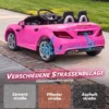 Kinder Elektroauto, Mit LED Scheinwerfern, Sicherheitsgurt, Hupe, Musik, 3 Bis 5 Km/h, Rosa, 107 X 62,5 X 44cm