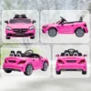 Kinder Elektroauto, Mit LED Scheinwerfern, Sicherheitsgurt, Hupe, Musik, 3 Bis 5 Km/h, Rosa, 107 X 62,5 X 44cm
