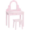Kinder Schminktisch Set 2 In 1 Frisiertisch Schreibtisch Mit Hocker Abnehmbarem Spiegel Schublade Für Mädchen 3 6 Rosa