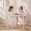 Kinder Schminktisch Set 2 In 1 Frisiertisch Schreibtisch Mit Hocker Abnehmbarem Spiegel Schublade Für Mädchen 3 6 Rosa