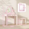 Kinder Schminktisch Set 2 In 1 Frisiertisch Schreibtisch Mit Hocker Abnehmbarem Spiegel Schublade Für Mädchen 3 6 Rosa
