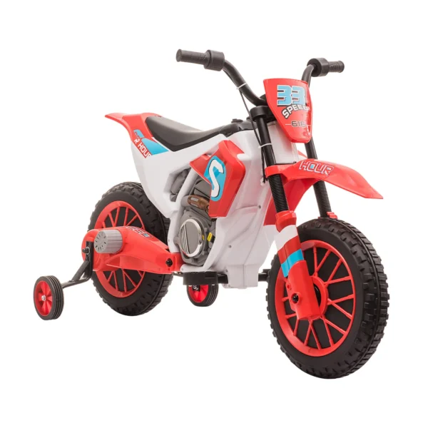 Kindermotorrad, Elektromotorrad, 45 Min Fahrzeit, Mit Stützrädern, Ab 3 Jahren, Rot+weiß, 106,5 X 51,5 X 68cm