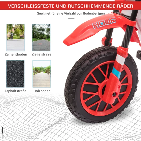 Kindermotorrad, Elektromotorrad, 45 Min Fahrzeit, Mit Stützrädern, Ab 3 Jahren, Rot+weiß, 106,5 X 51,5 X 68cm