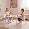 Kindertafel En Stoel Set 3 delig, 1 Tafel 2 Stoelen, Roze En Wit