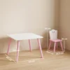 Kindertafel En Stoel Set 3 delig, 1 Tafel 2 Stoelen, Roze En Wit