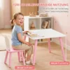 Kindertafel En Stoel Set 3 delig, 1 Tafel 2 Stoelen, Roze En Wit