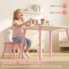 Kindertafel En Stoel Set 3 delig, 1 Tafel 2 Stoelen, Roze En Wit