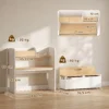 Kindertisch Mit Sitzbank 5 in 1 Kindersitzgruppe Mit Bücherregal, Rollbar Kindertruhenbank Mit Aufbewahrungsbox Für 3 8