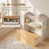 Kindertisch Mit Sitzbank 5 in 1 Kindersitzgruppe Mit Bücherregal, Rollbar Kindertruhenbank Mit Aufbewahrungsbox Für 3 8