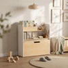 Kindertisch Mit Sitzbank 5 in 1 Kindersitzgruppe Mit Bücherregal, Rollbar Kindertruhenbank Mit Aufbewahrungsbox Für 3 8