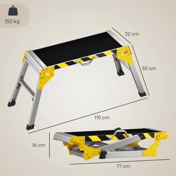 Klappbare Werkbank Aus Aluminium Mit Griff, Rutschfest, 150 Kg, 110 X 32 X 50 Cm
