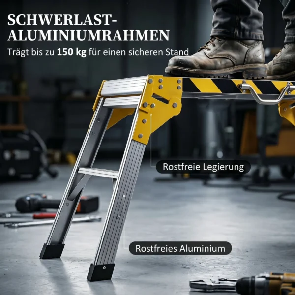 Klappbare Werkbank Aus Aluminium Mit Griff, Rutschfest, 150 Kg, 110 X 32 X 50 Cm
