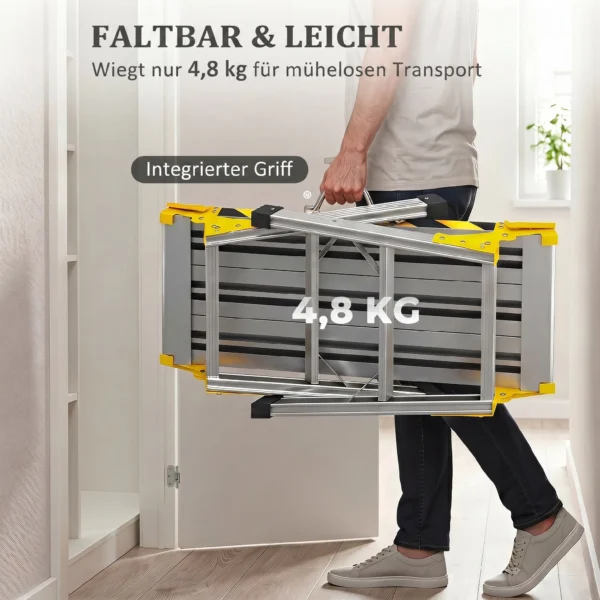 Klappbare Werkbank Aus Aluminium Mit Griff, Rutschfest, 150 Kg, 110 X 32 X 50 Cm