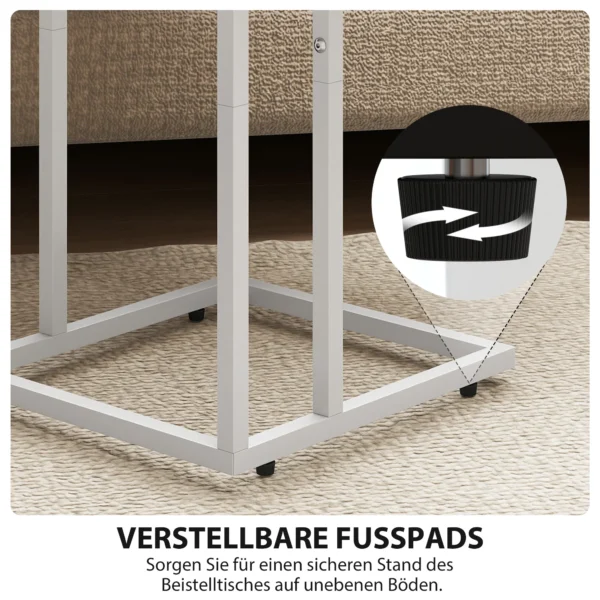 Klappbarer Beistelltisch, Ladestation Mit USB Ports, Metall, 39 X 29 X 57 Cm, Holzfarben