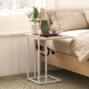 Klappbarer Beistelltisch, Ladestation Mit USB Ports, Metall, 39 X 29 X 57 Cm, Holzfarben