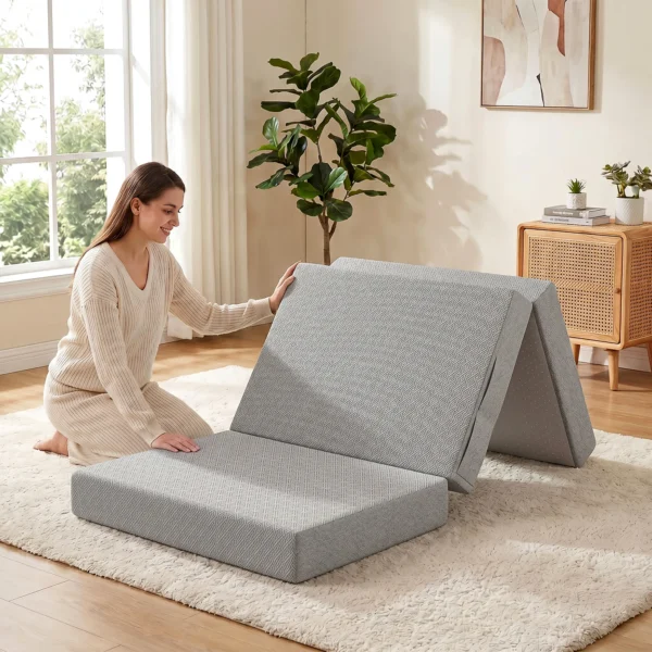 Klappmatratze 200 X 90 Cm, 15 Cm Faltbare Matratze, Tragbare Bodenmatratze Mit Waschbarem Bezug, Oeko Tex Geprüft