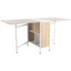 Klapptisch Esstisch Beistelltische Ablagefläche Für Wohnzimmer Küche Eiche Holz Metallrahmen Natur+Weiß 169 X 60 X 75 Cm