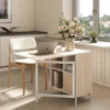 Klapptisch Esstisch Beistelltische Ablagefläche Für Wohnzimmer Küche Eiche Holz Metallrahmen Natur+Weiß 169 X 60 X 75 Cm