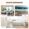 Klapptisch Esstisch Beistelltische Ablagefläche Für Wohnzimmer Küche Eiche Holz Metallrahmen Natur+Weiß 169 X 60 X 75 Cm