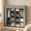 Kleiderschrank Stoffschrank, Türen, 2 Kleiderstangen, 10 Fächer, Grau