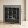 Kleiderschrank Stoffschrank, Türen, 2 Kleiderstangen, 10 Fächer, Grau
