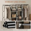 Kleiderschrank Stoffschrank, Türen, 2 Kleiderstangen, 10 Fächer, Grau