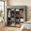 Kleiderschrank Stoffschrank, Türen, 2 Kleiderstangen, 10 Fächer, Grau