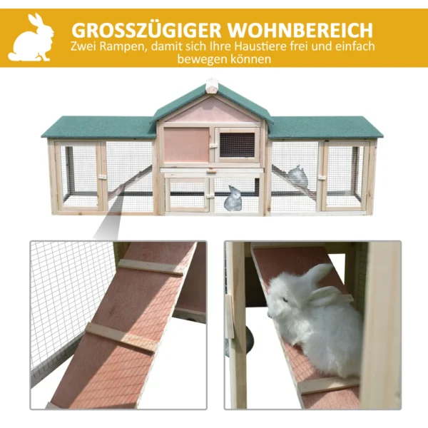 Kleintierstall Mit 2 Freiluftgehegen Tannenholz Grau + Schwarz