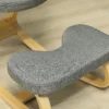 Kniestuhl, Ergonomischer Kniehocker Mit Leinenoptik, Basis Aus Birkenholz Zur Verbesserung Der Nackenschmerzen